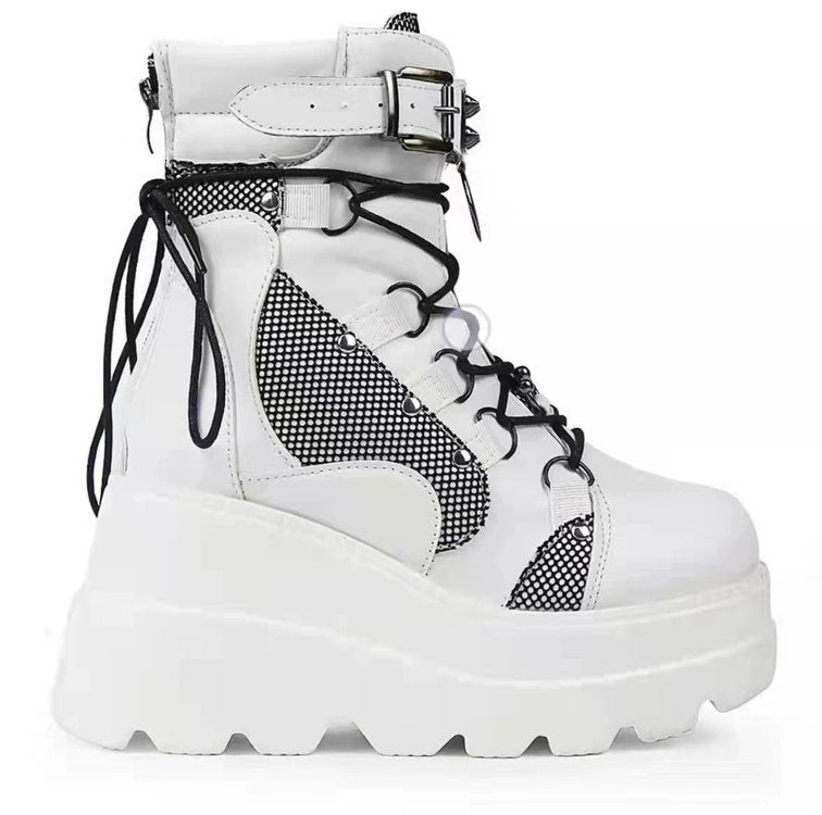 alt Ankle Wedge Platform Boots white