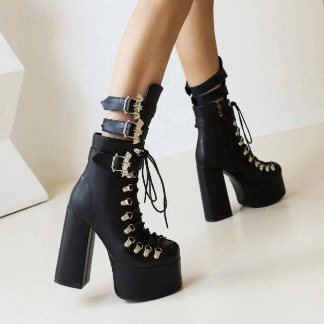 Black Bat Shoes Platform Heel Boots