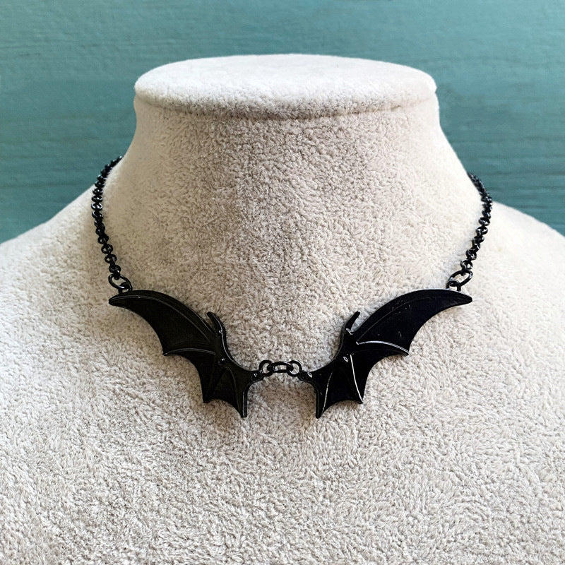 Black Bat Wings Necklace goth