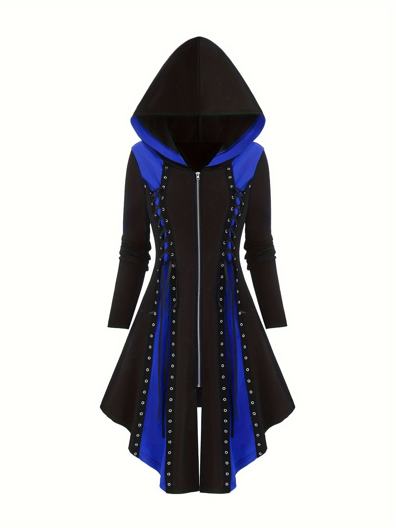 Black Blue Goth Hood Jacket