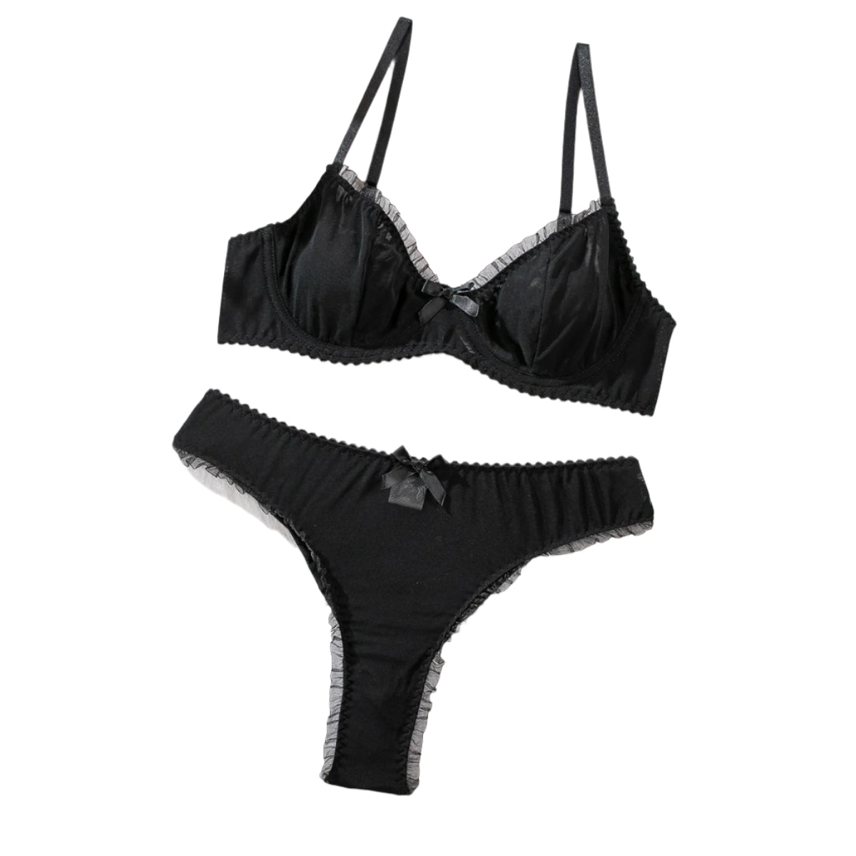 Black Casual Goth Underwear Set Two Piece set
