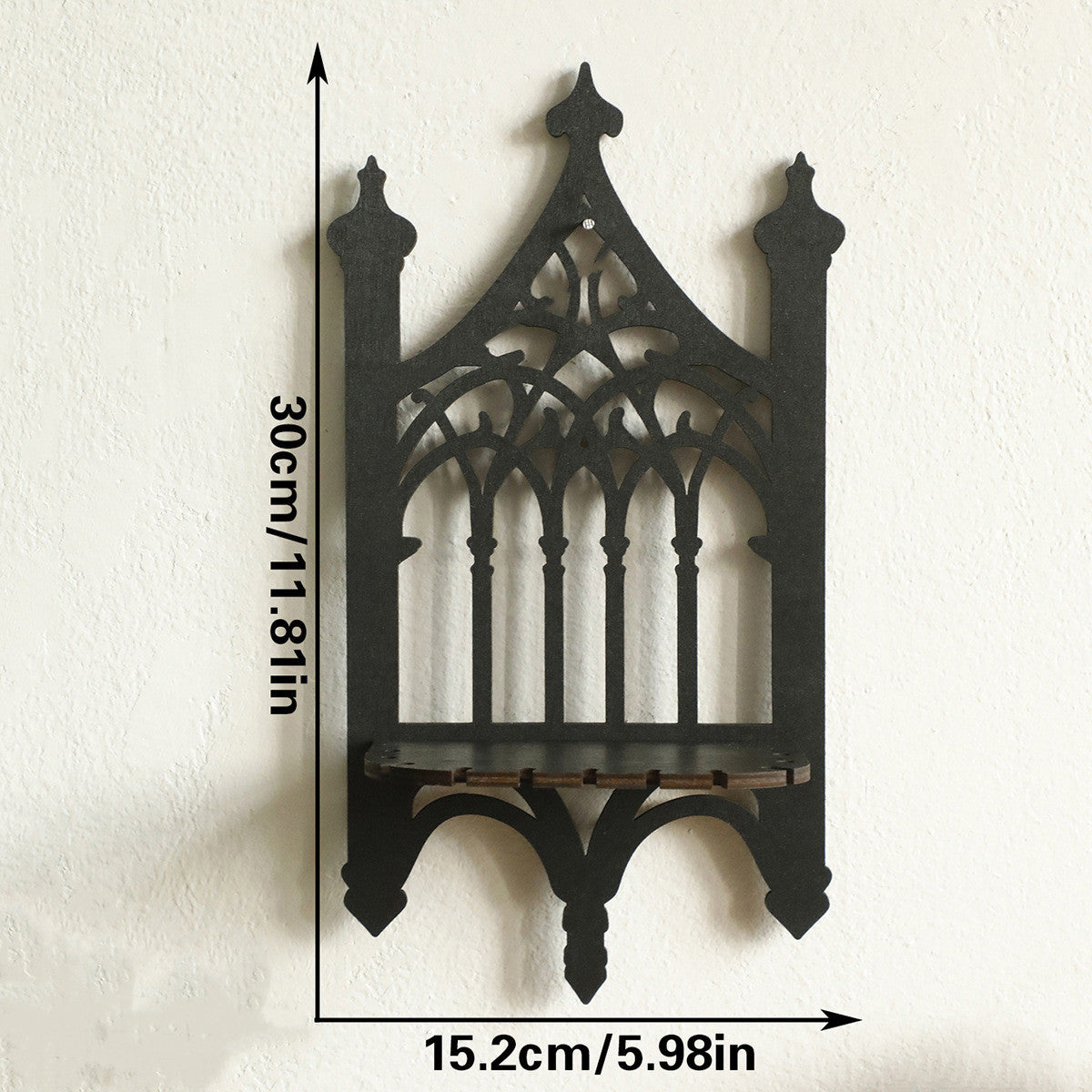 Black Cathedral gothic Window Wall Shelf Goth