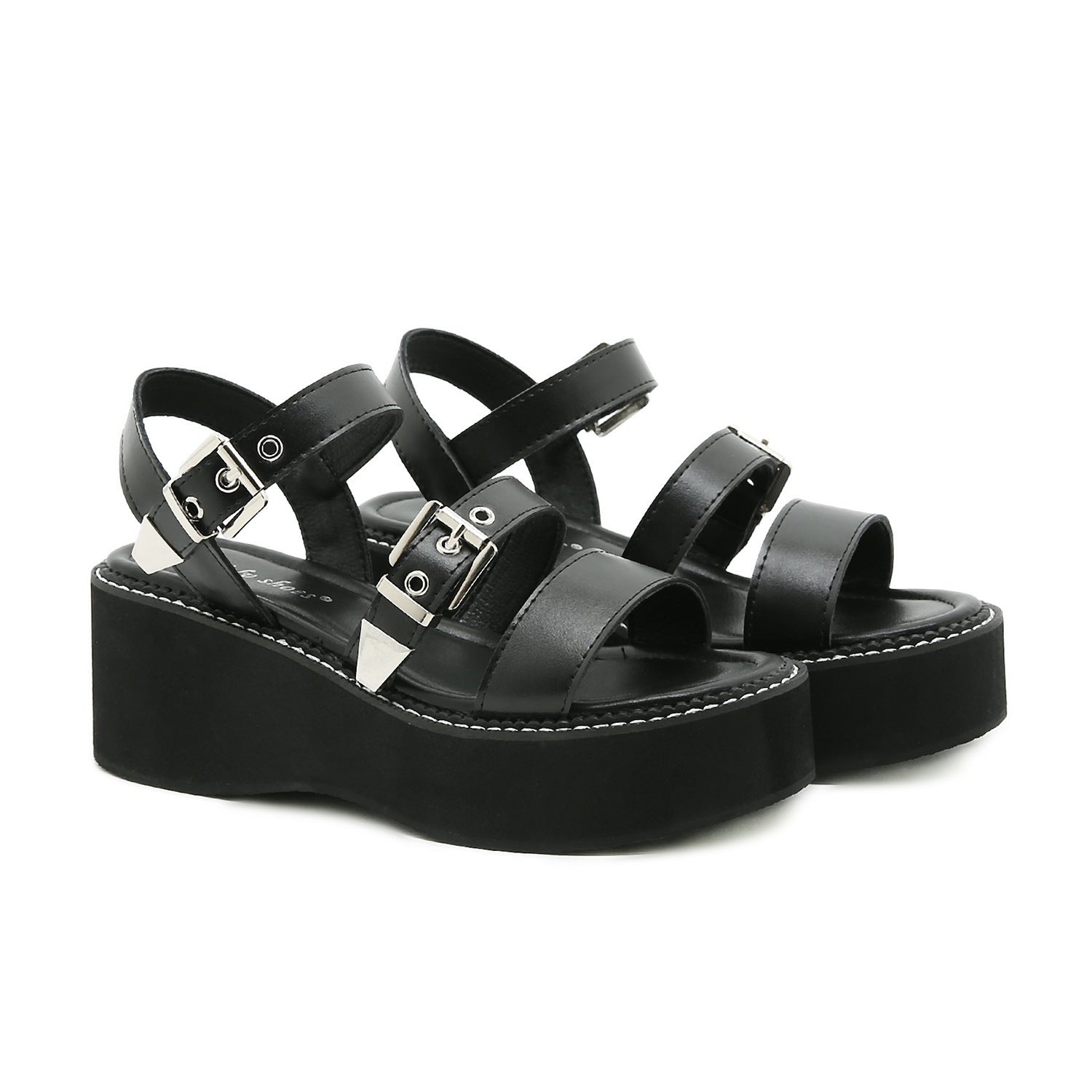 Black Emo Platform Sandals Womens