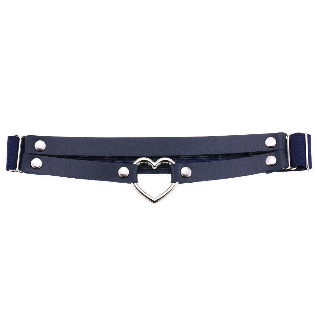 Black Faux Leather Garters Punk Heart