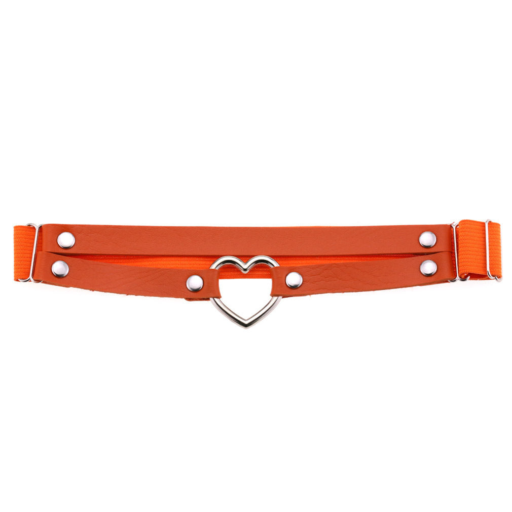 Black Faux Leather Garters Punk Heart