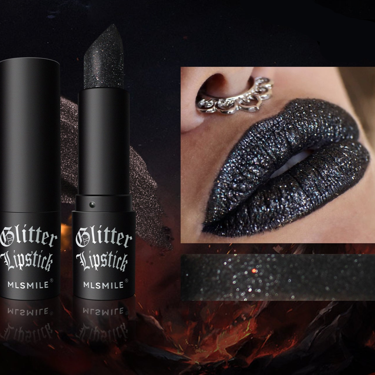 Black Glitter Lipstick Shimmering Gothic