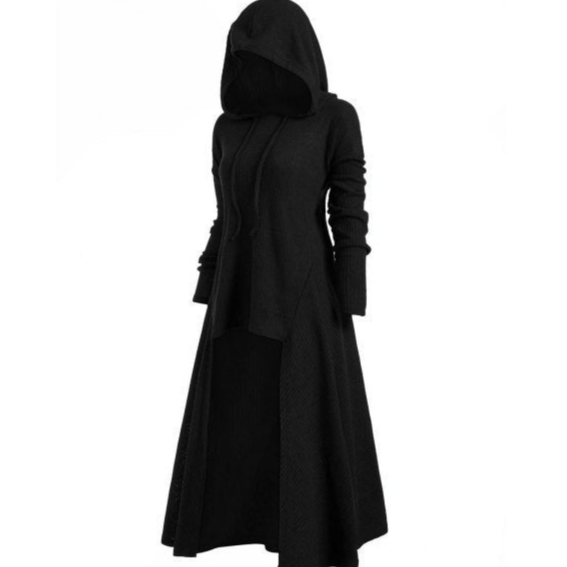 Black Goth Cloak Dress Hooded Cape