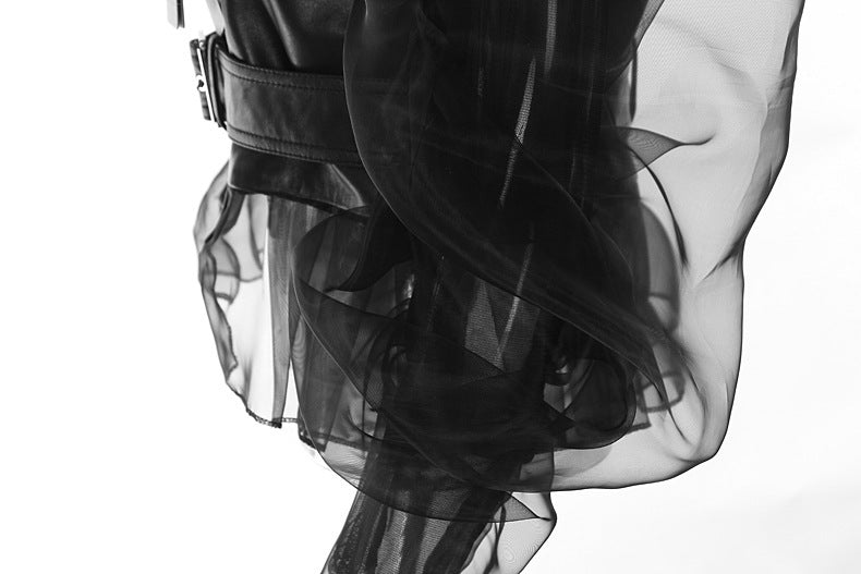 Black Goth Jacket with Sheer puffy Sleeves