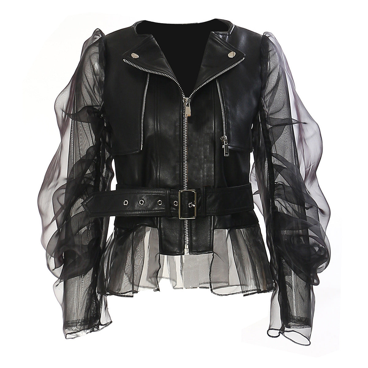 Black Goth Jacket with Sheer Sleeves