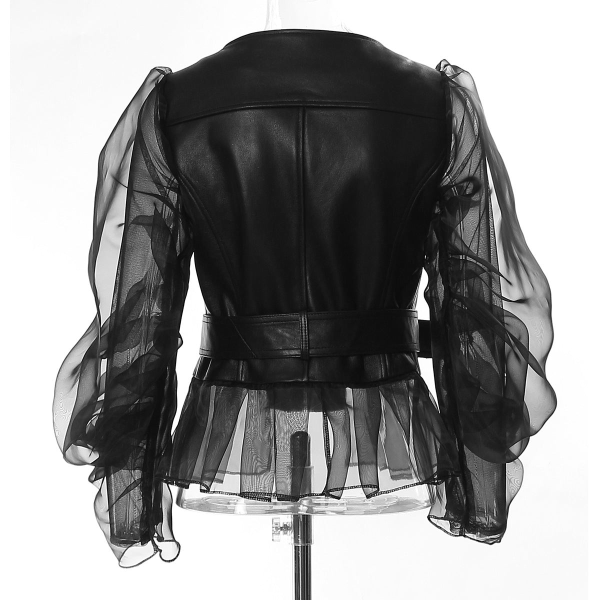 Black Goth Jacket with Sheer transparent Sleeves