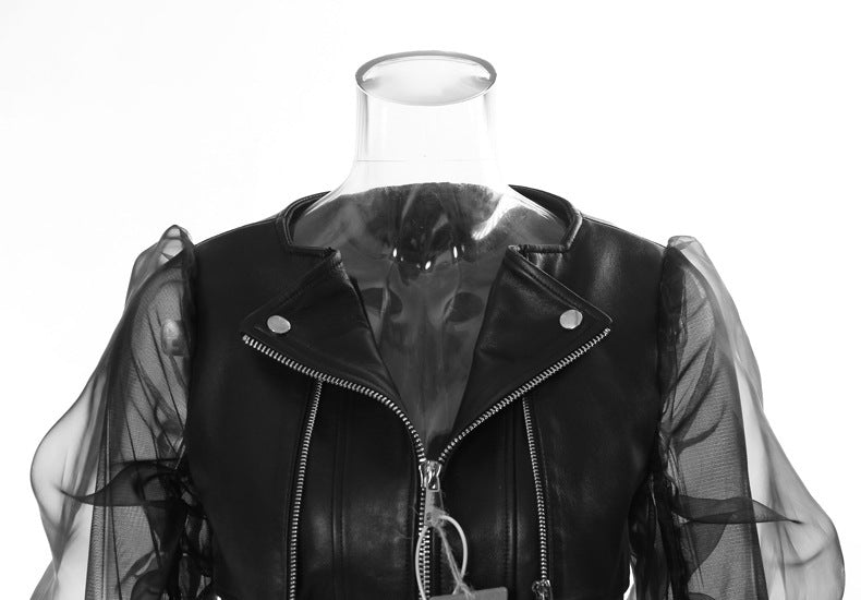 Black Goth Jacket with Sheer lace Sleeves