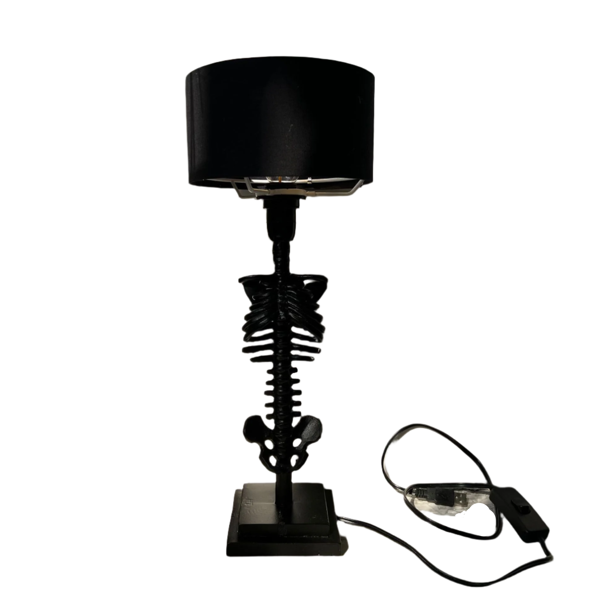 Black Goth Lamp with Skeleton Stand