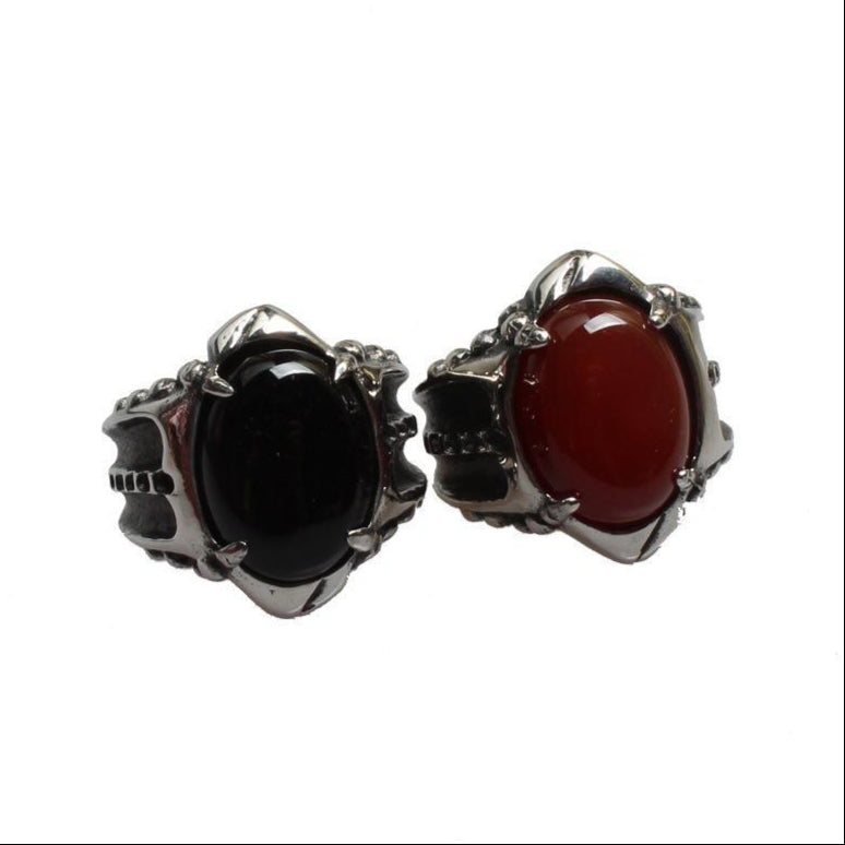 Black Goth Pendant Gemstone Ring