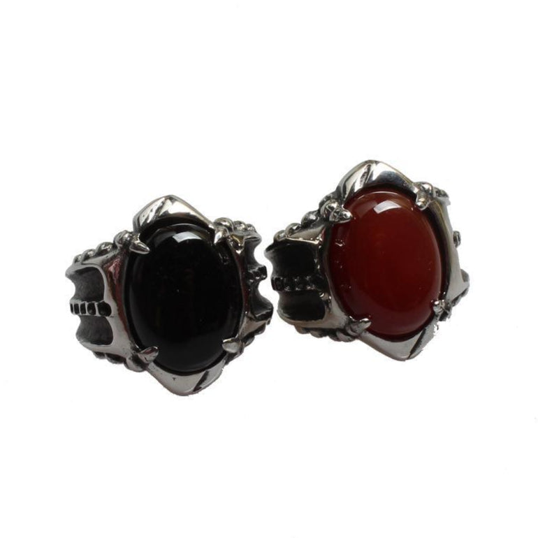Black Goth Pendant Gemstone Ring