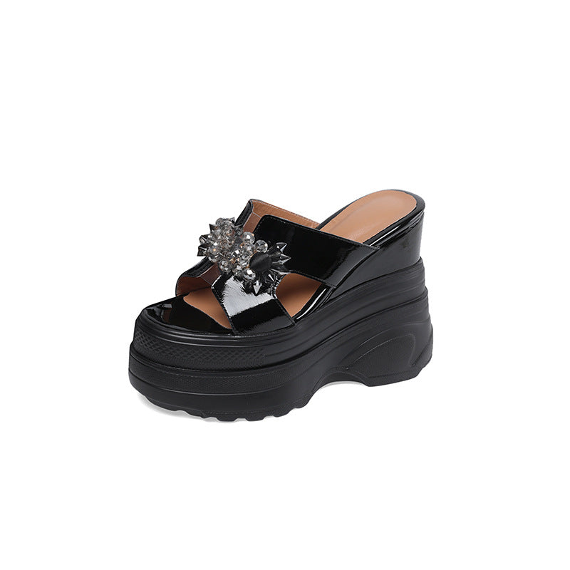 Black Goth Platform Slides Womens