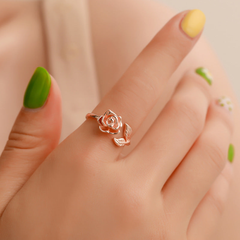 Black Goth Rose Ring for Women