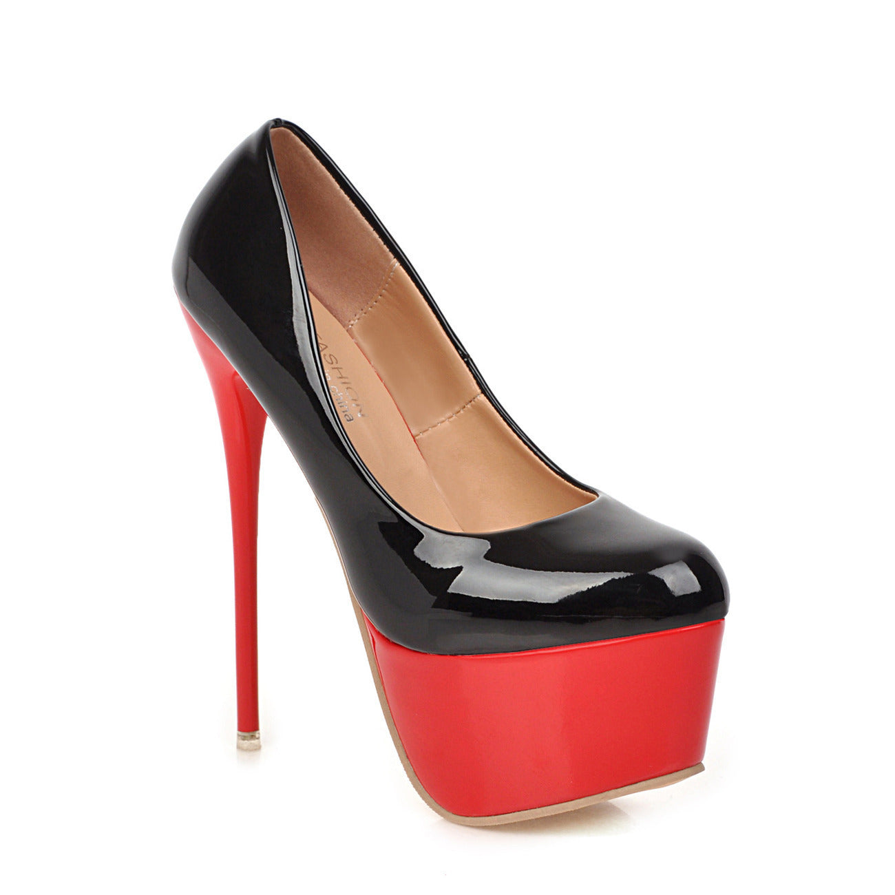 Black Goth Stiletto Heels Red Platform