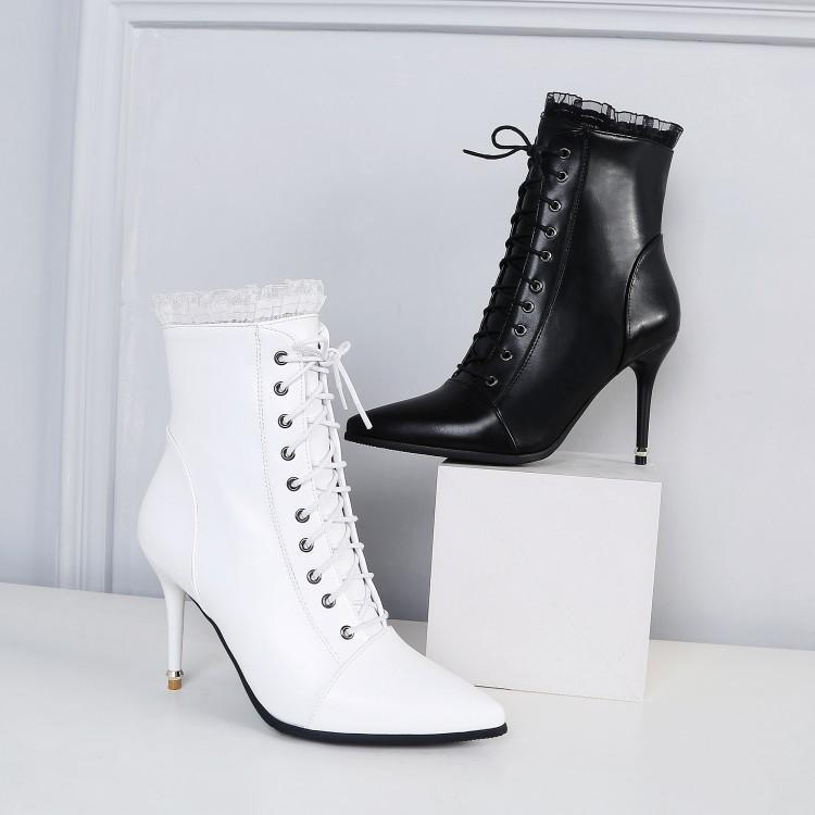 Black Gothic Victorian Lace Up Boot Heels Lace