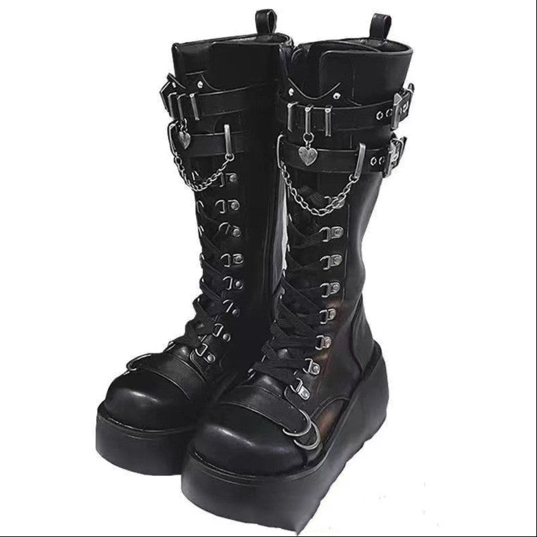 Black Gothic Combat Boots Womens