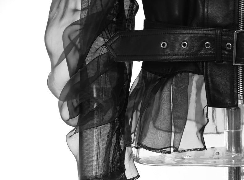 Black Gothic Jacket with Sheer Sleeves