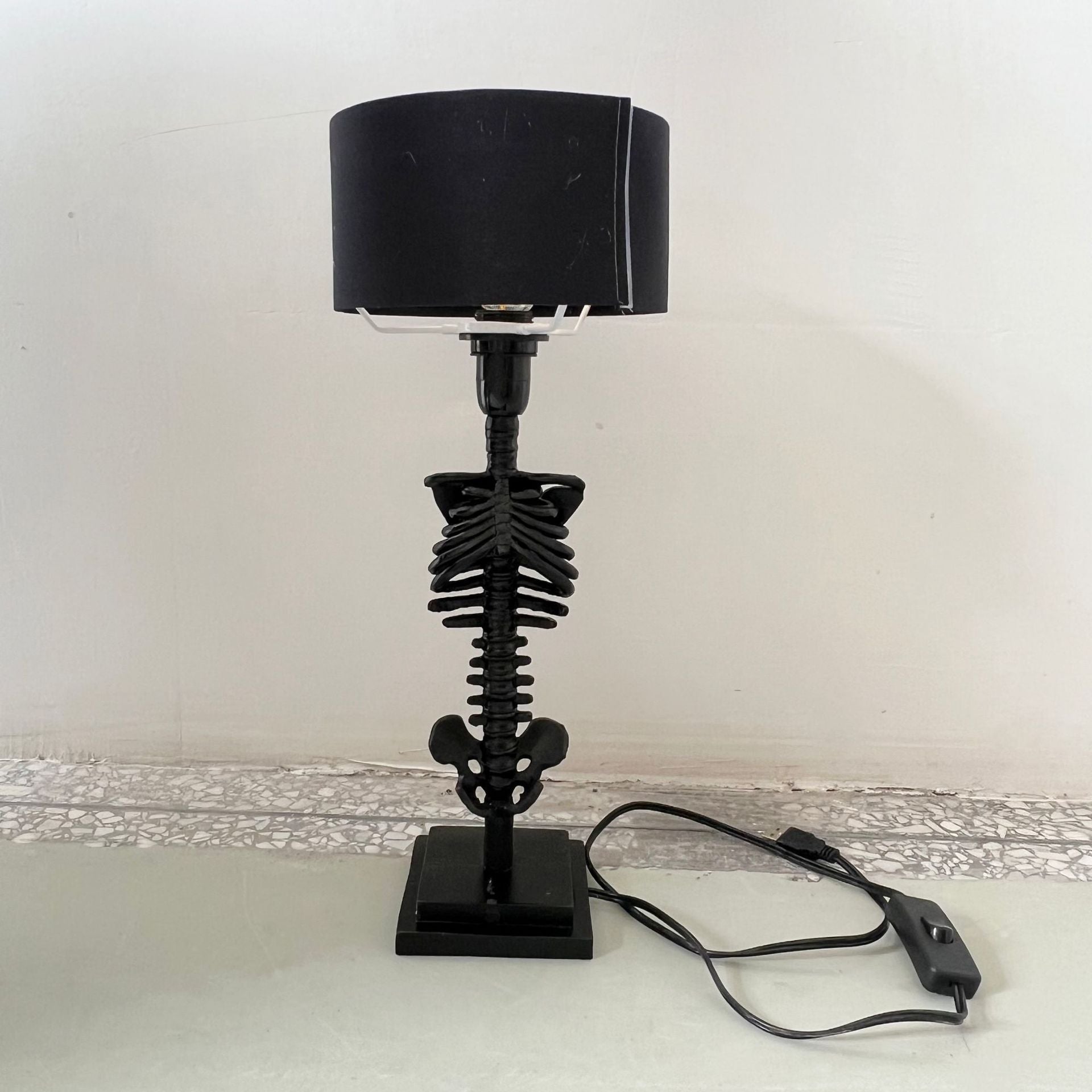 Black Gothic Lamp with Skeleton Stand light