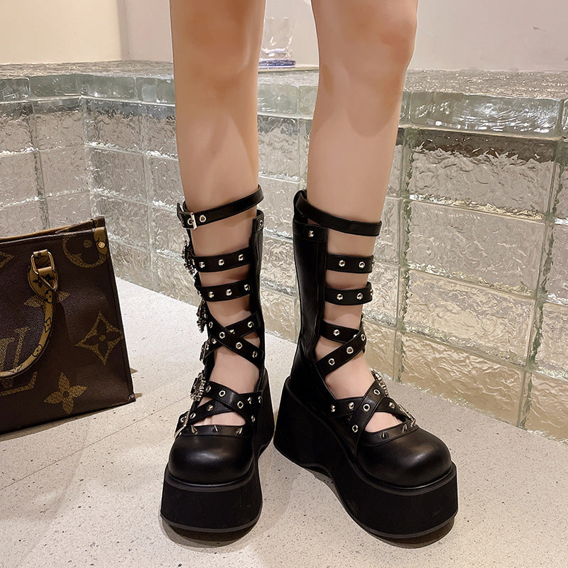 Black Gothic Shoes Ankle Mary Janes