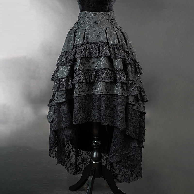 Retro Lace Black Gothic Victorian Skirt Voluminous