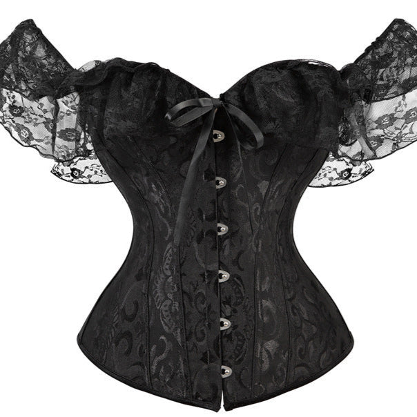Black Gothic fluffy Sleeve Corset