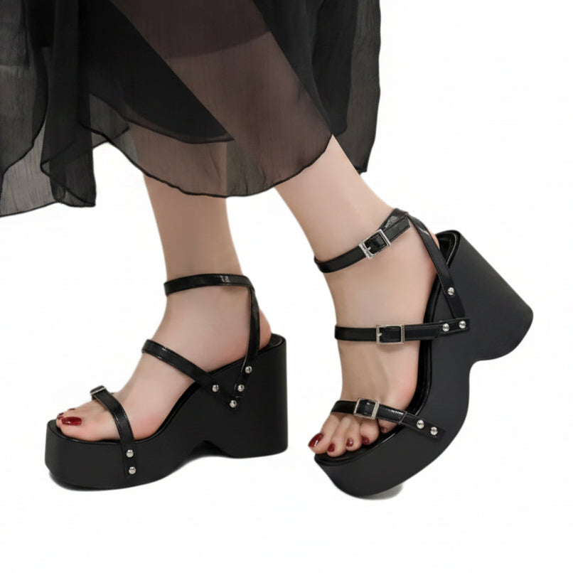 Black High Platform Sandals