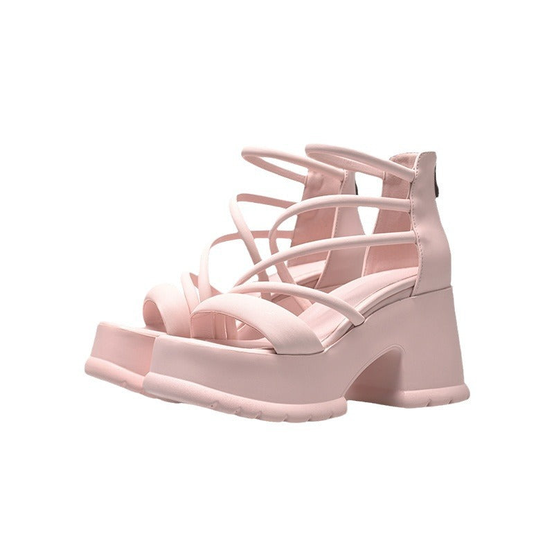 Black High Platform Sandals Womens