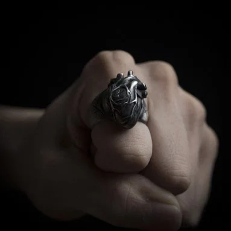 Black Human Heart Ring