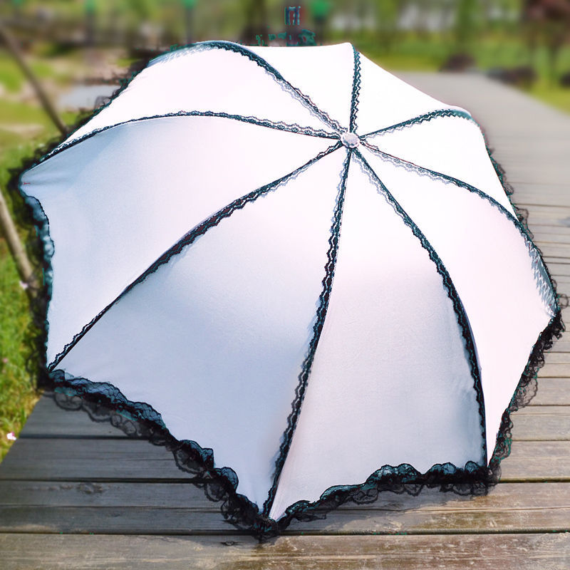 Black Lace White Gothic Parasol Womens