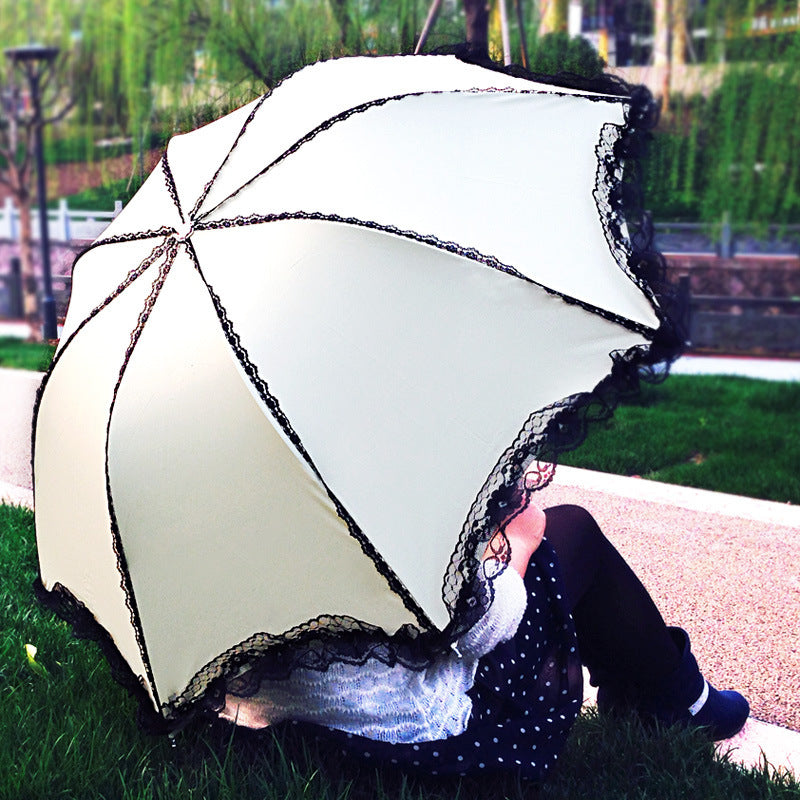 Black Lace White Gothic Parasol Womens