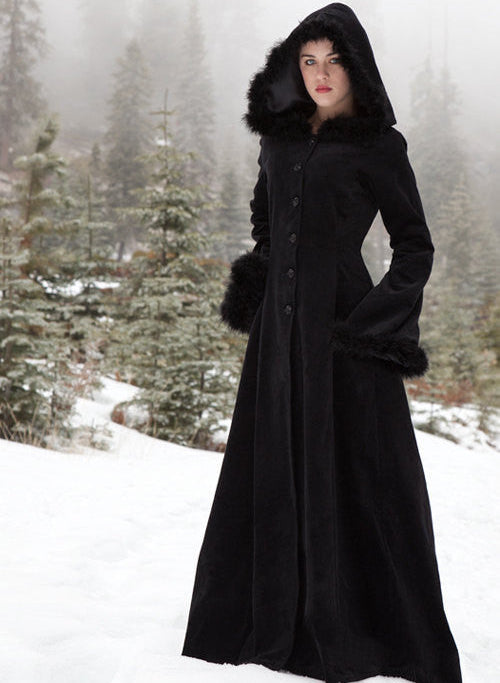 Black Long Gothic Hooded Coat Womens