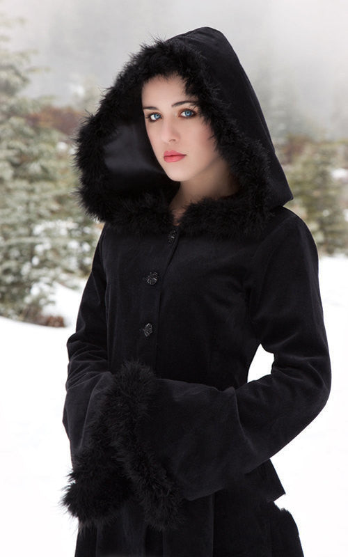 Black Long Gothic Hooded Coat Womens witchy