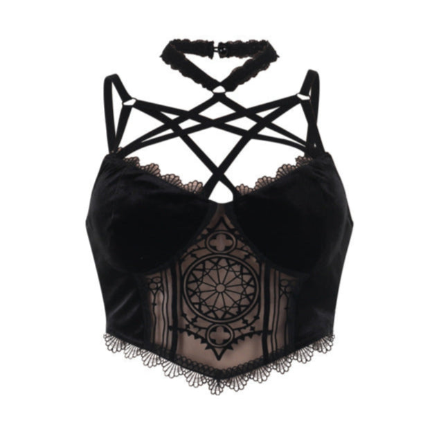 Black Pentagram Crop Top