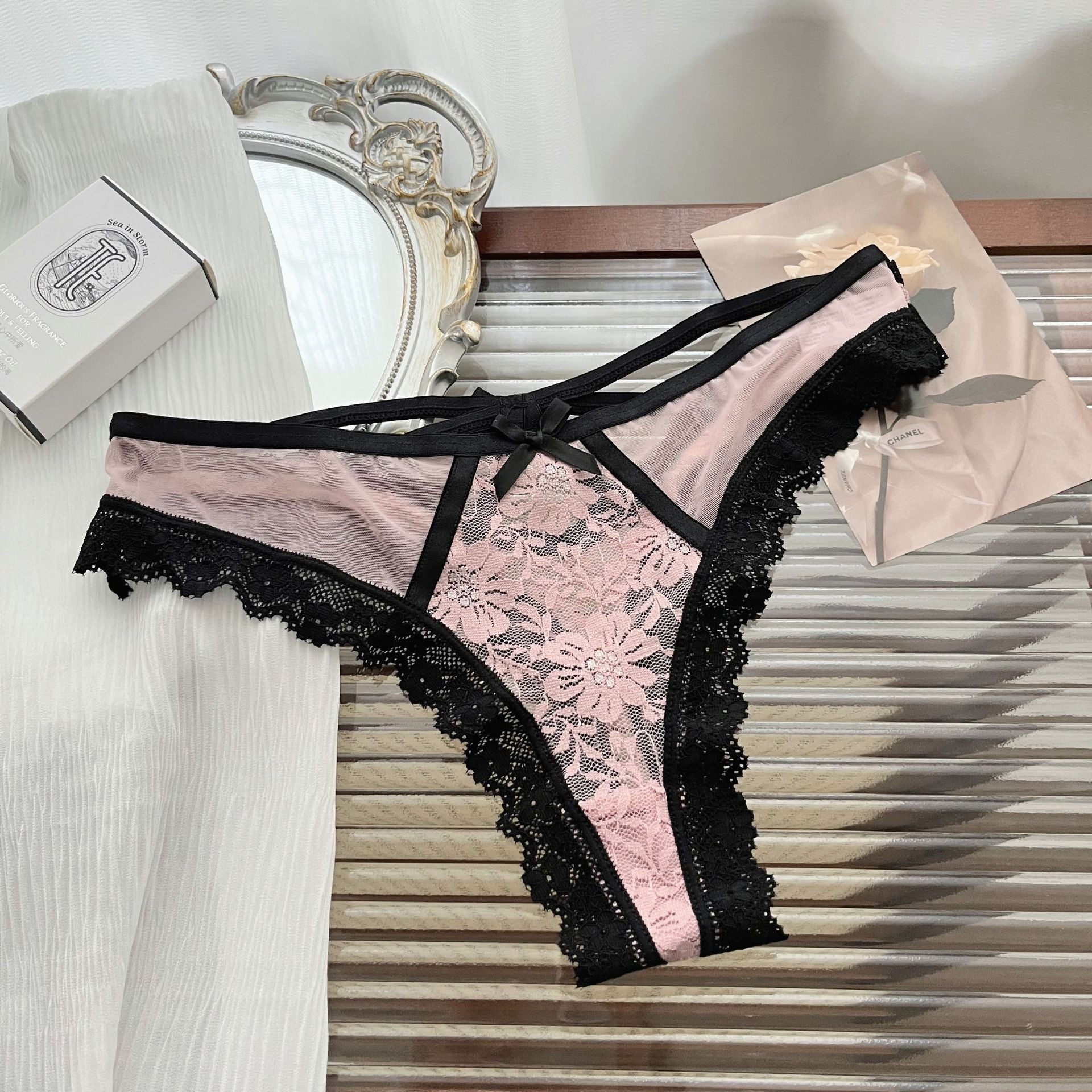 Black Pink Lace Panties goth