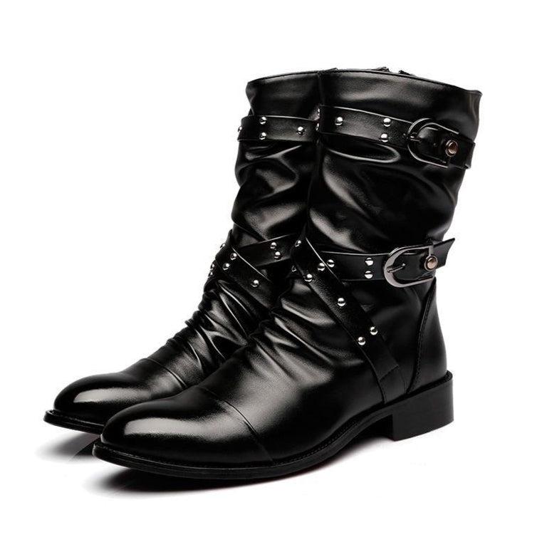 leather Black Pirate Boots for Men