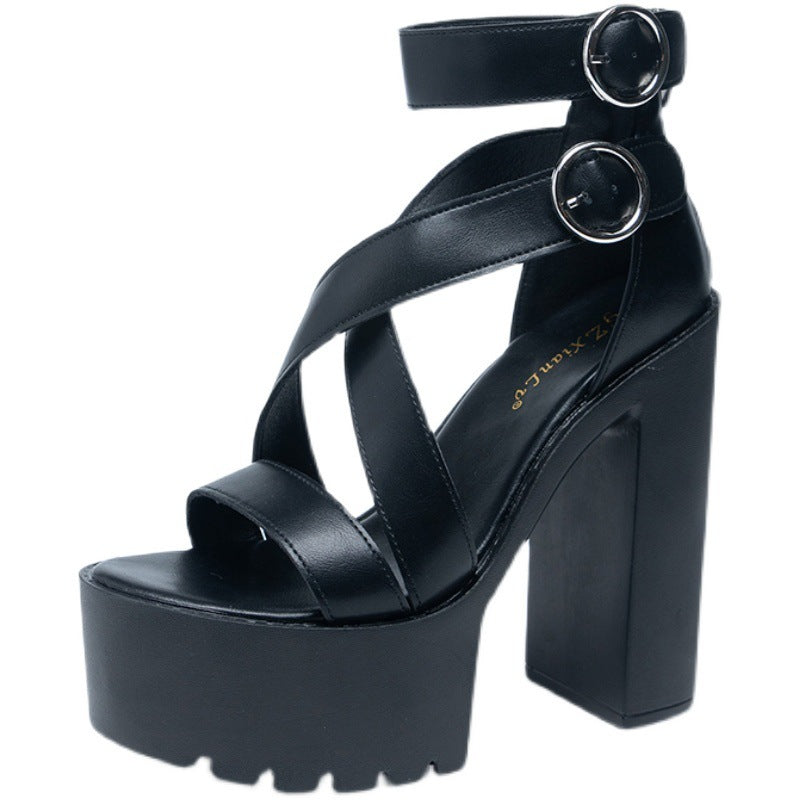 Black Platform High Heel Sandals Gothic