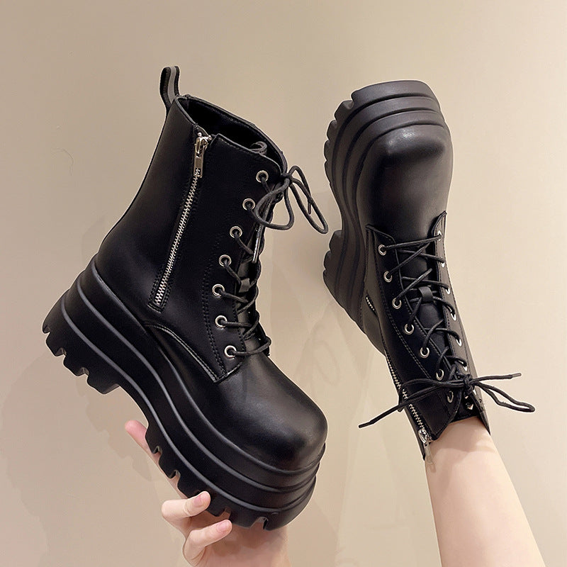 Black Platform Marten Ankle Boots Womens