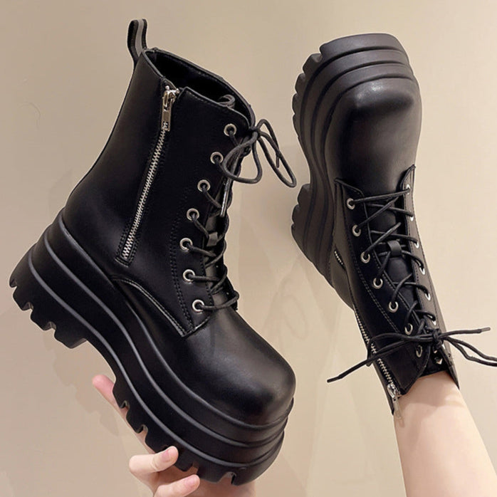 Black Platform Marten Ankle Boots Womens