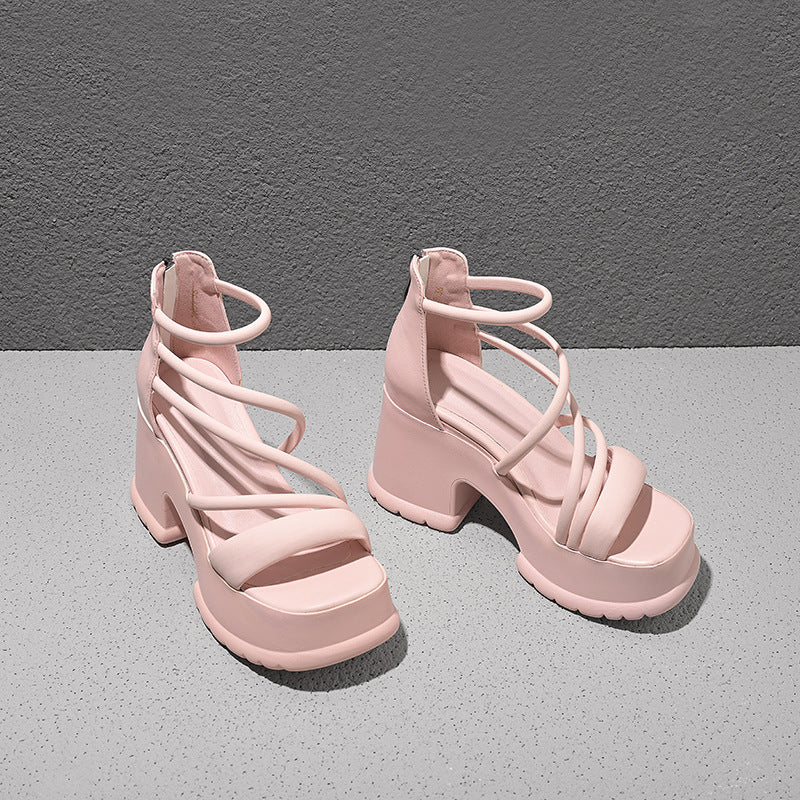 Black High Platform Sandals Womens