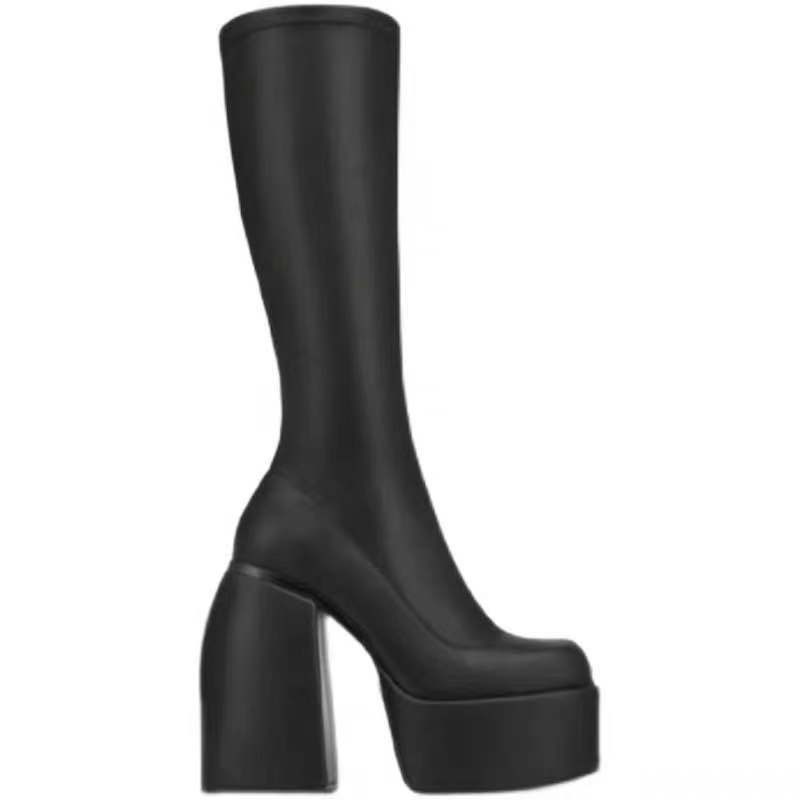 Black Platform Thigh High Boots