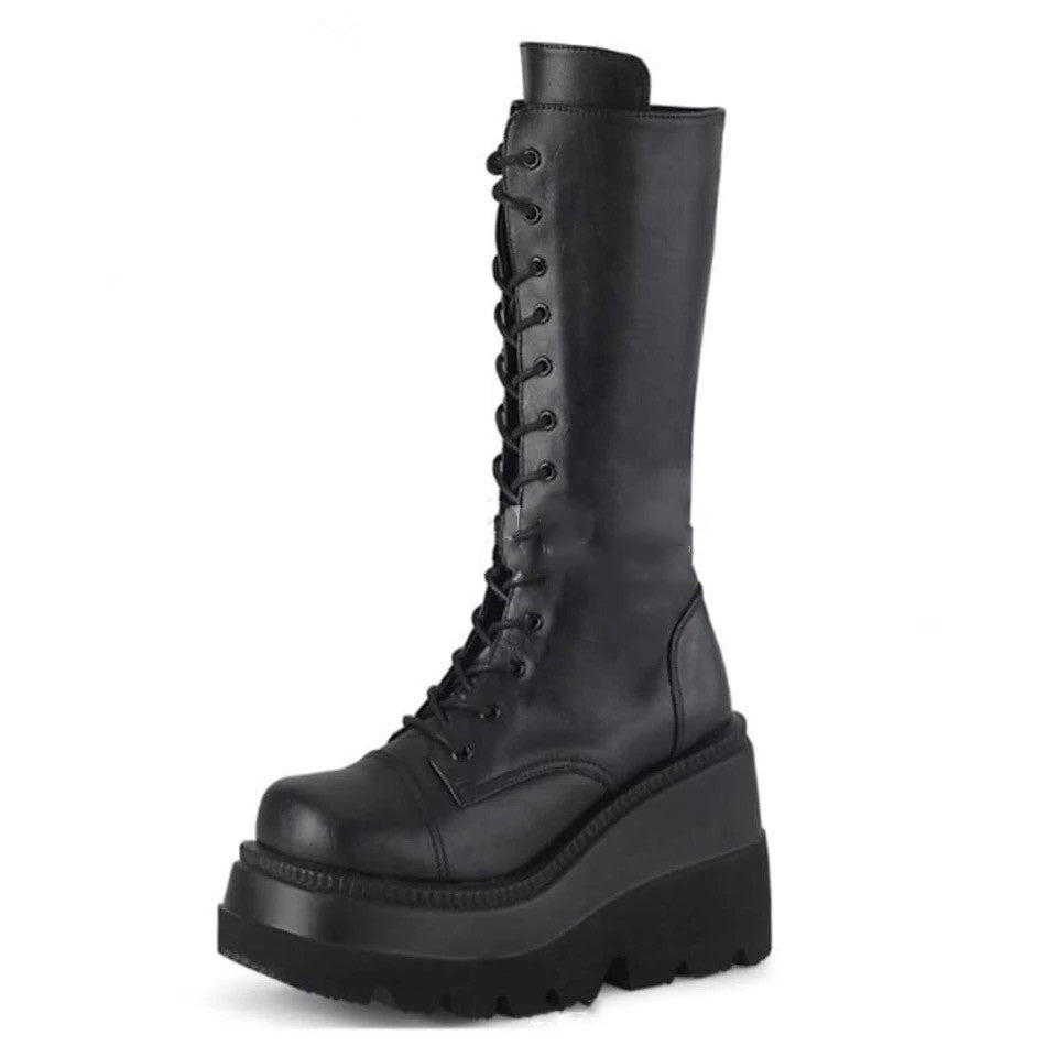 Black Platform Wedge Boots