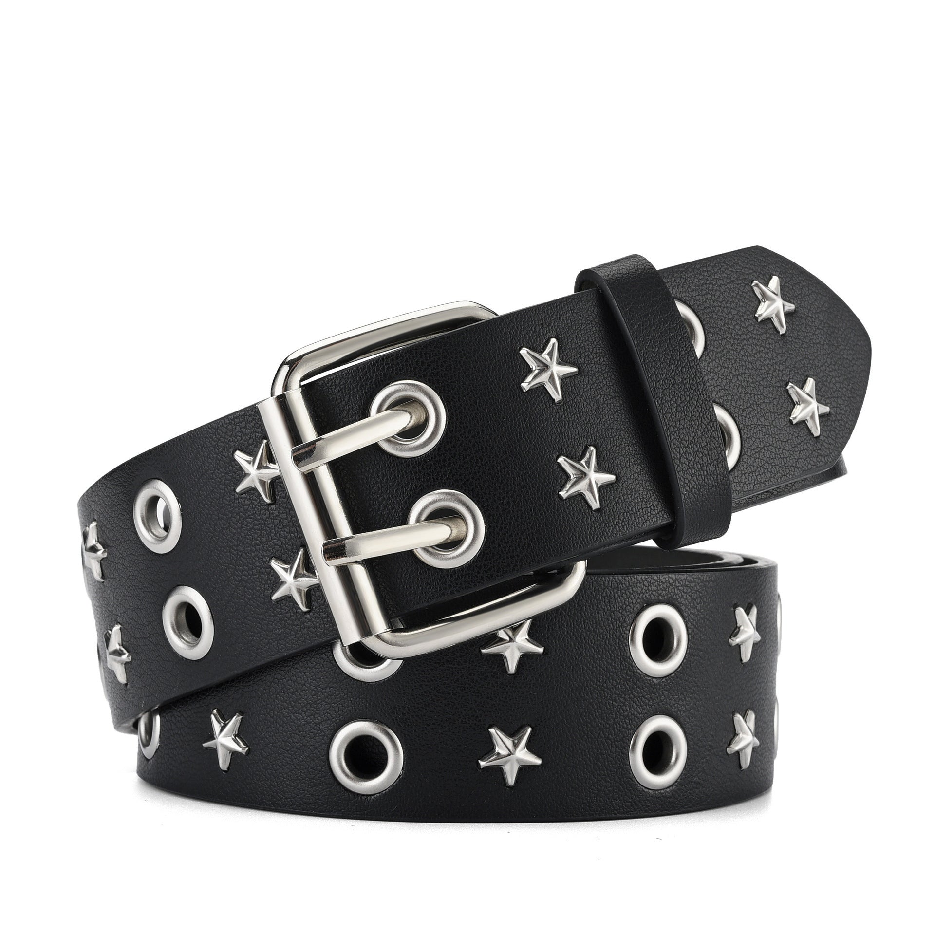 Black Punk Leather Belt Vegan