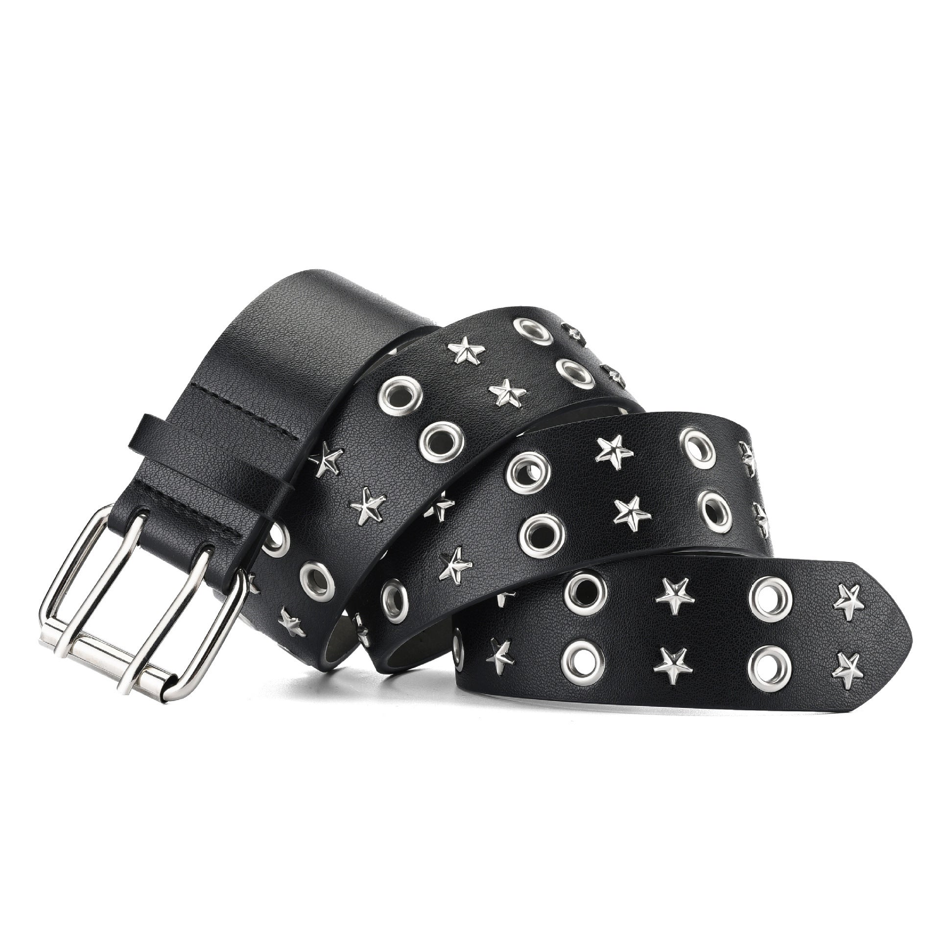 mens Black Punk Leather Belt Vegan