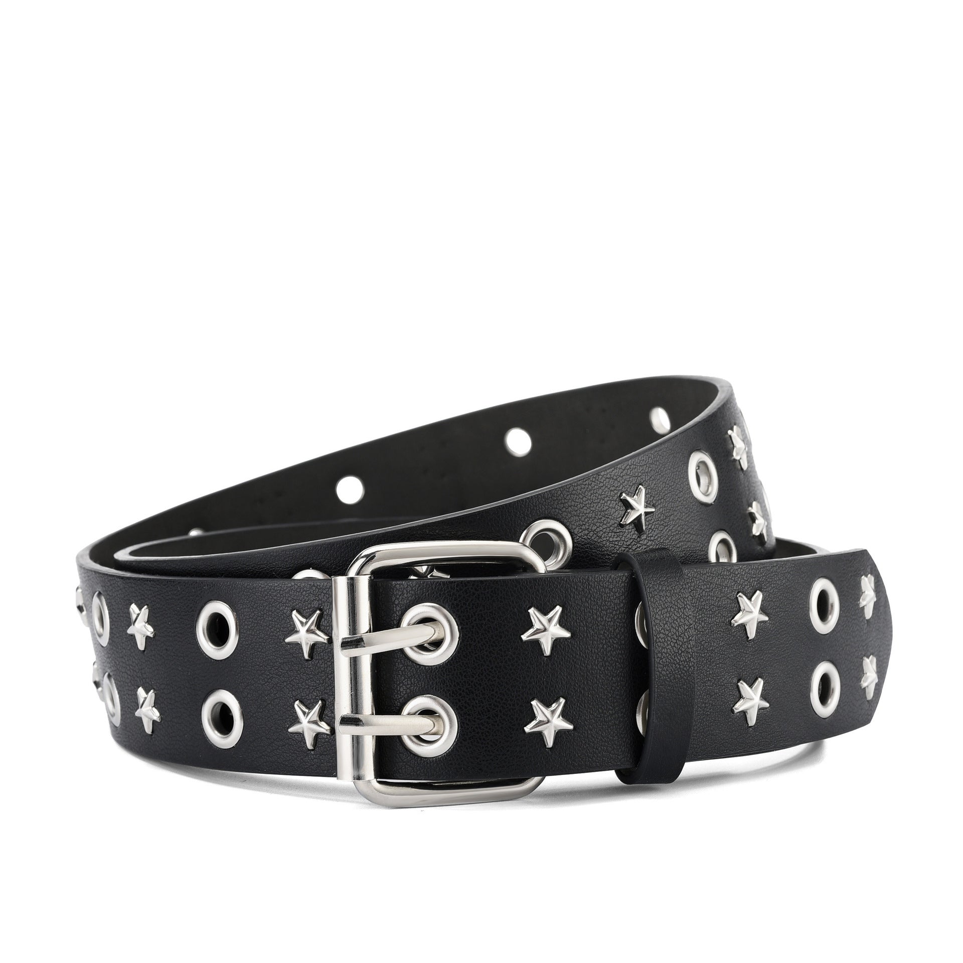 Black Punk Leather Belt Vegan womens