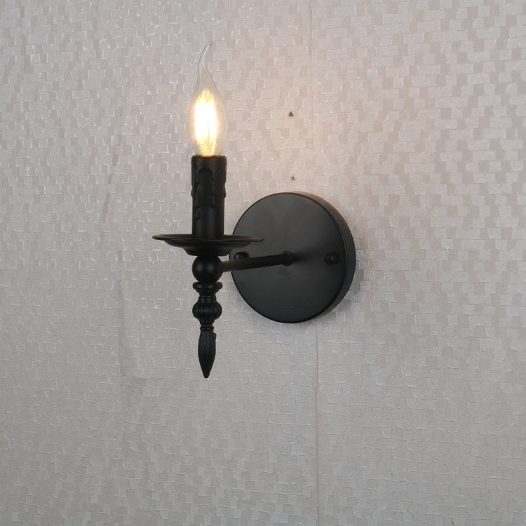 Black Retro Gothic Wall Lamp tall Candle