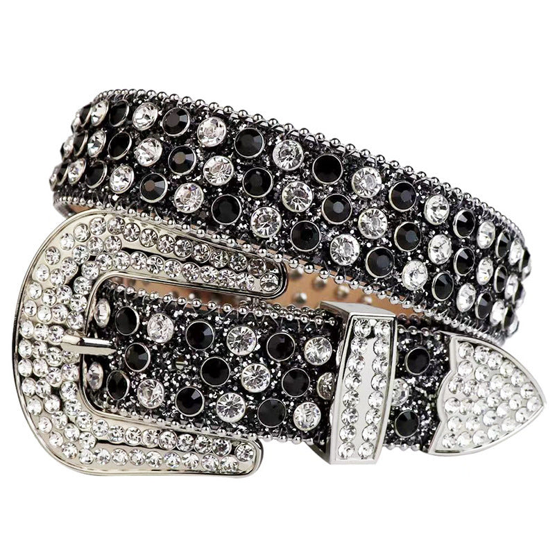 Black Rhinestone Pin Buckle Belt