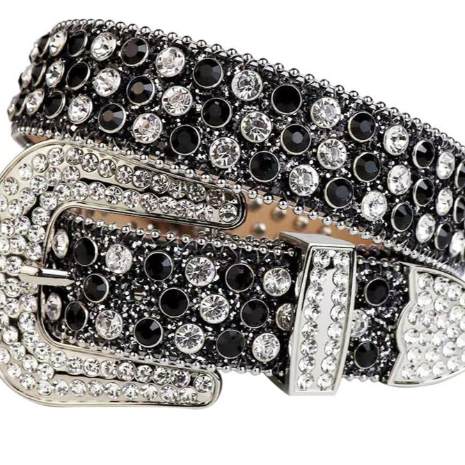 goth Black Rhinestone Pin Buckle Belt